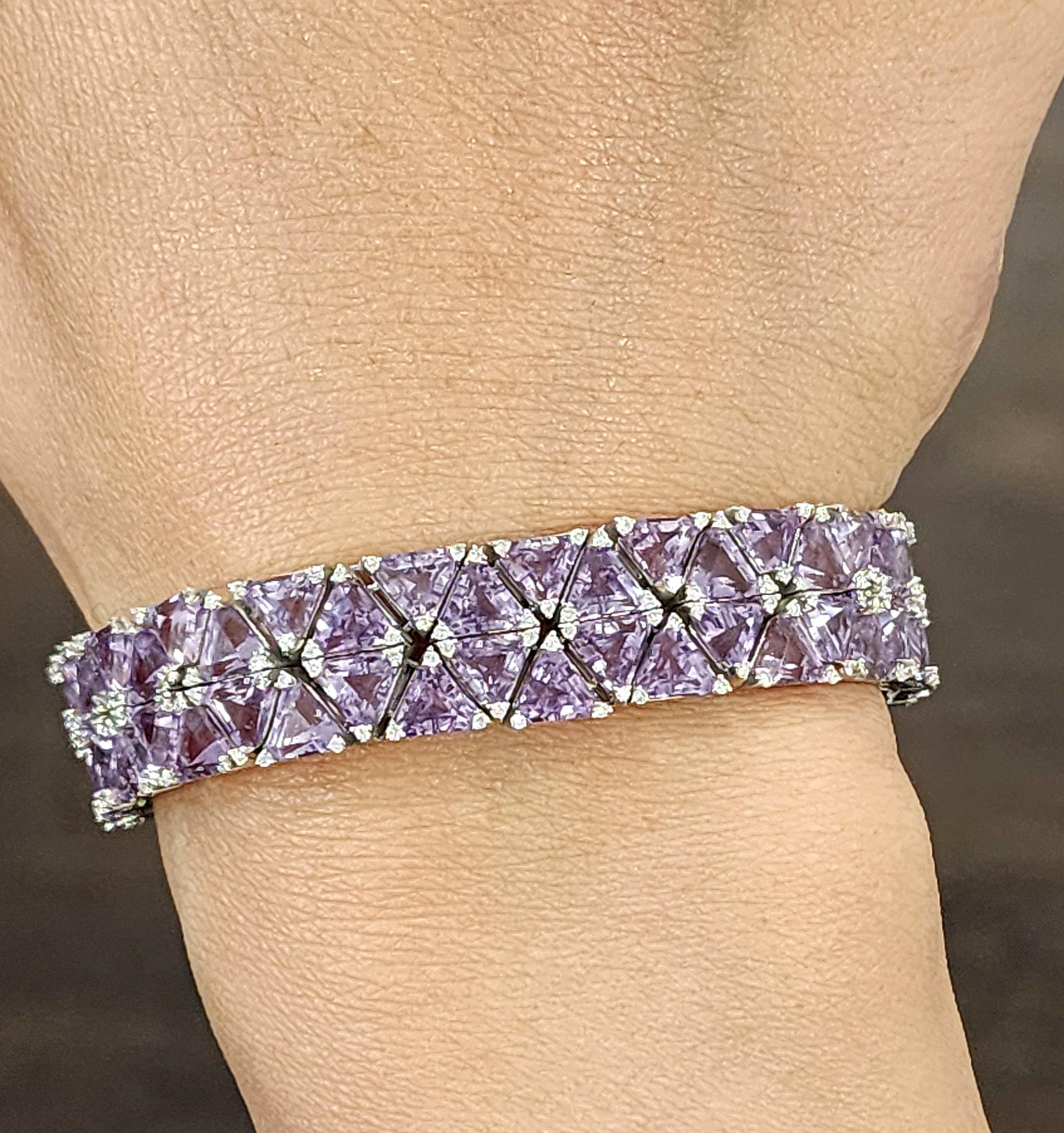 Bracciale con ametista naturale e diamanti da 41,29 carati In condizioni Nuovo in vendita a Chicago, IL