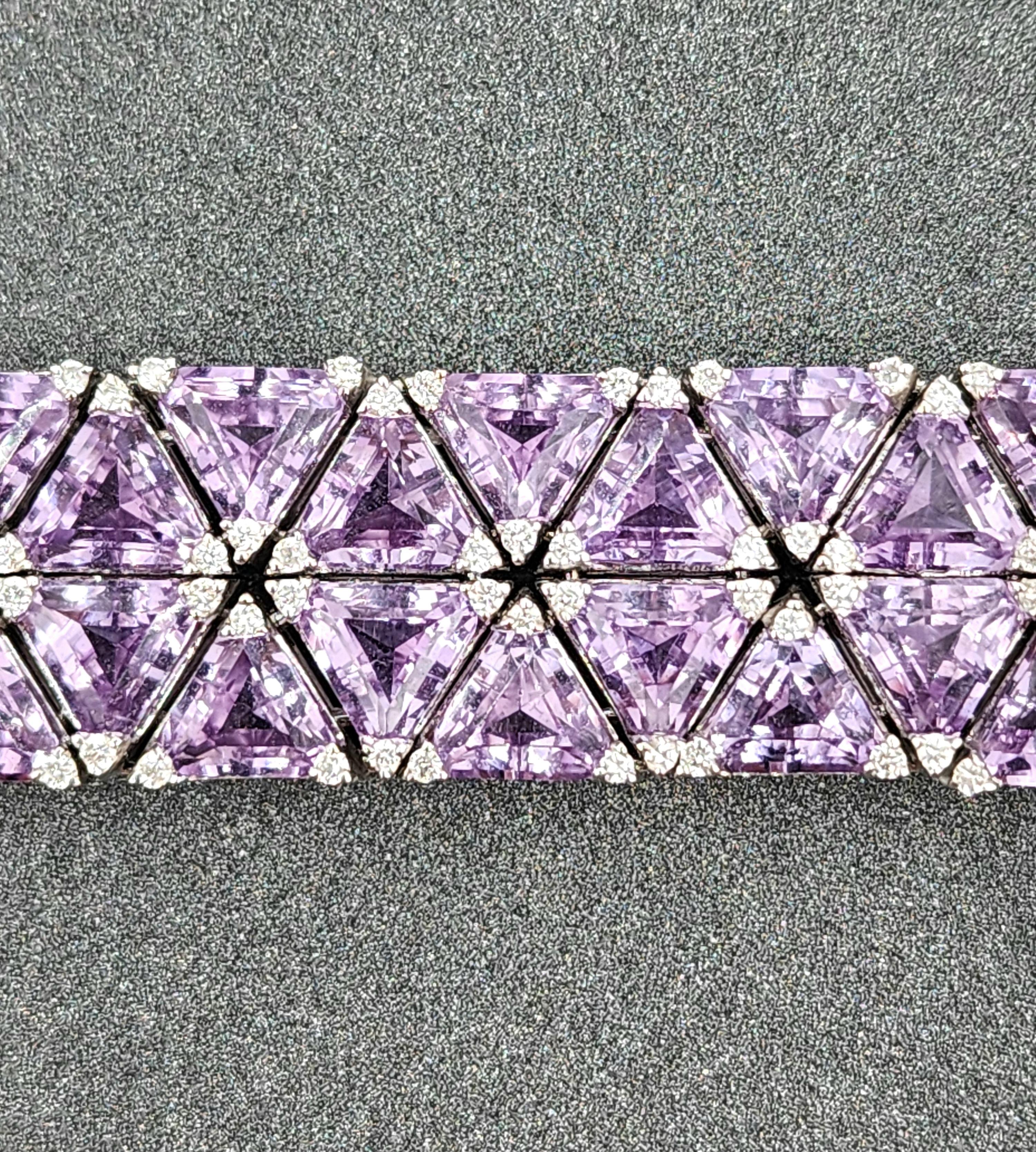 da uomo o donna Bracciale con ametista naturale e diamanti da 41,29 carati in vendita