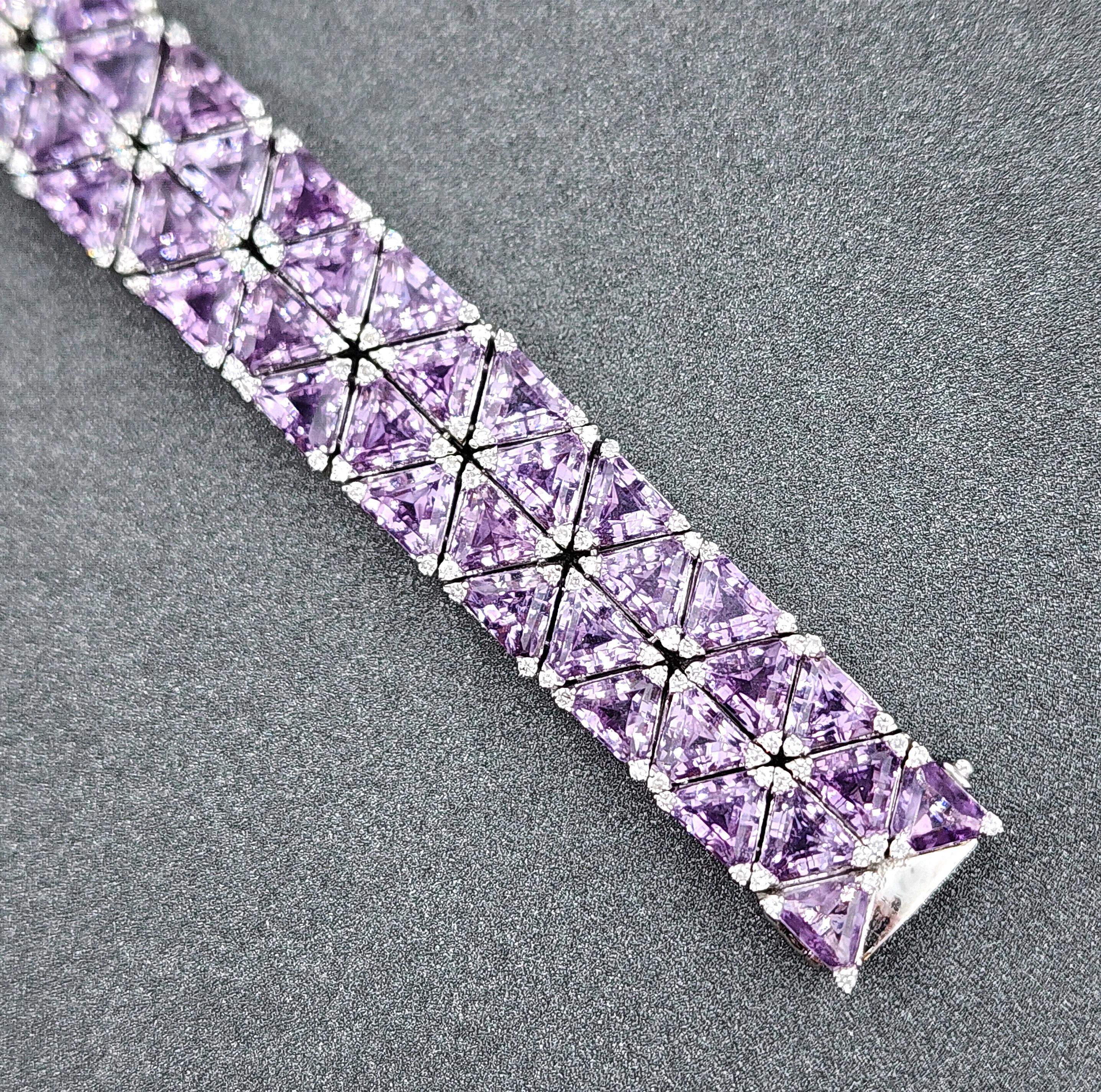 Bracciale con ametista naturale e diamanti da 41,29 carati in vendita 1