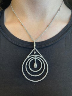 4.12ct Diamond Hoop Pendant Necklace 18k White Gold