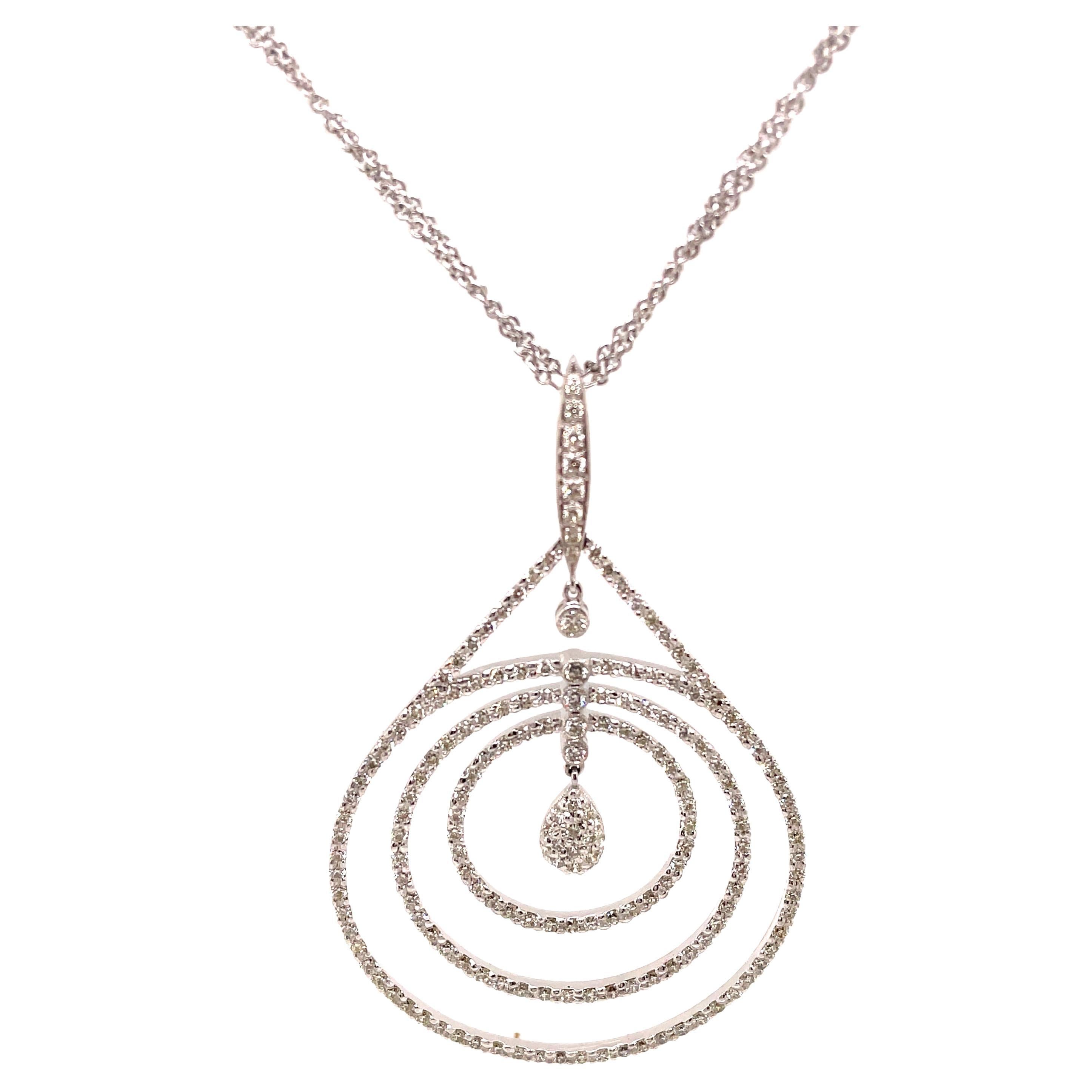 4.12ct Diamond Hoop Pendant Necklace 18k White Gold