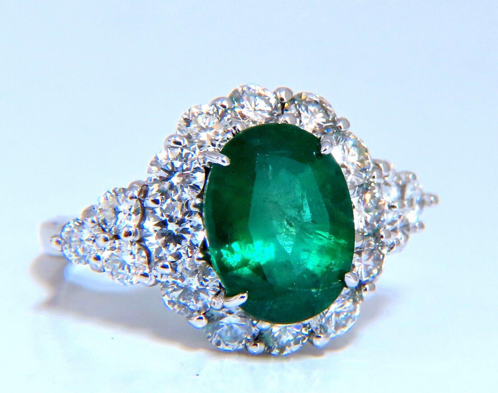 Emerald Cut 4.12ct natural green emerald diamonds ring 14kt Halo Prime For Sale