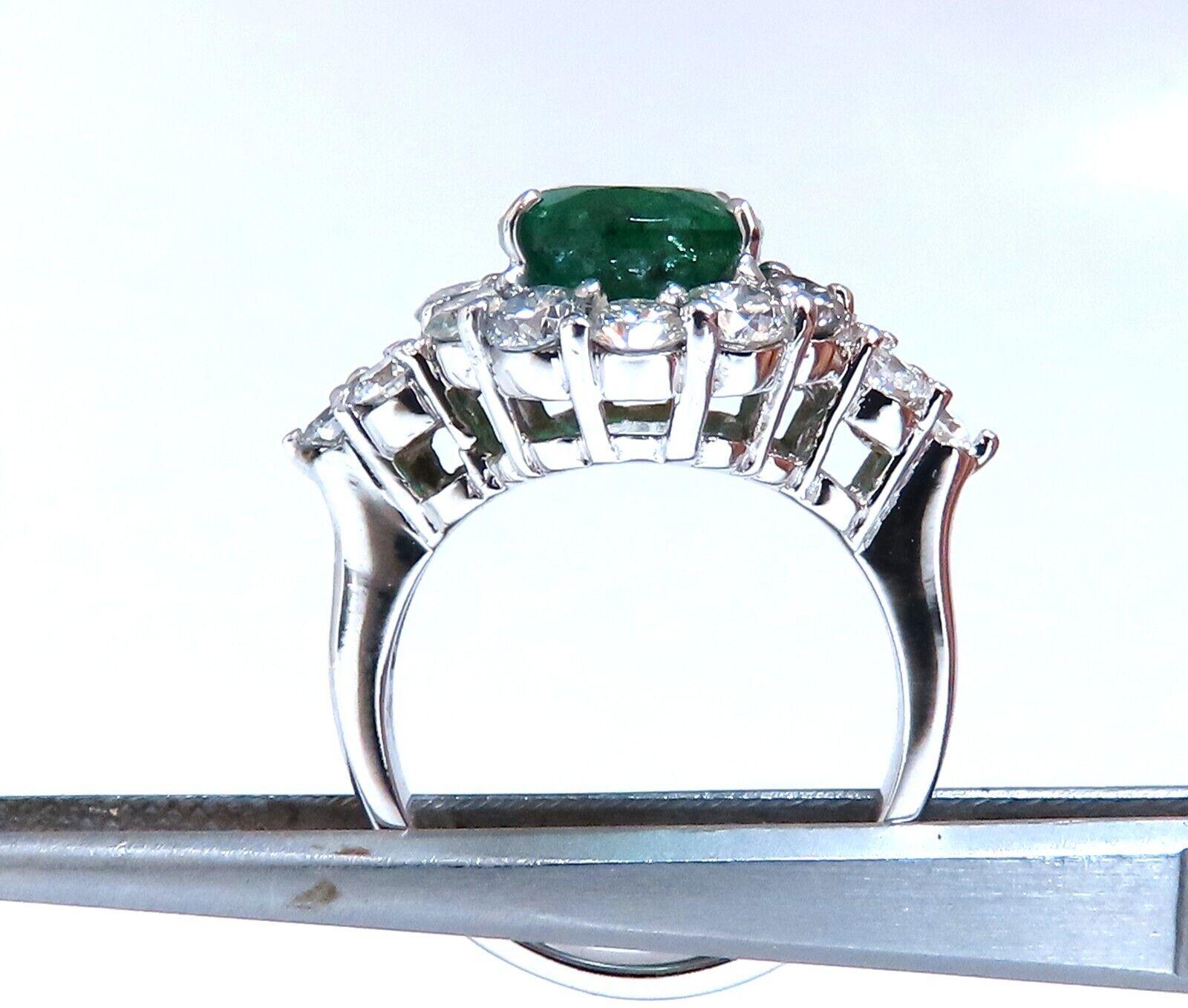 4.12ct natural green emerald diamonds ring 14kt Halo Prime For Sale 1
