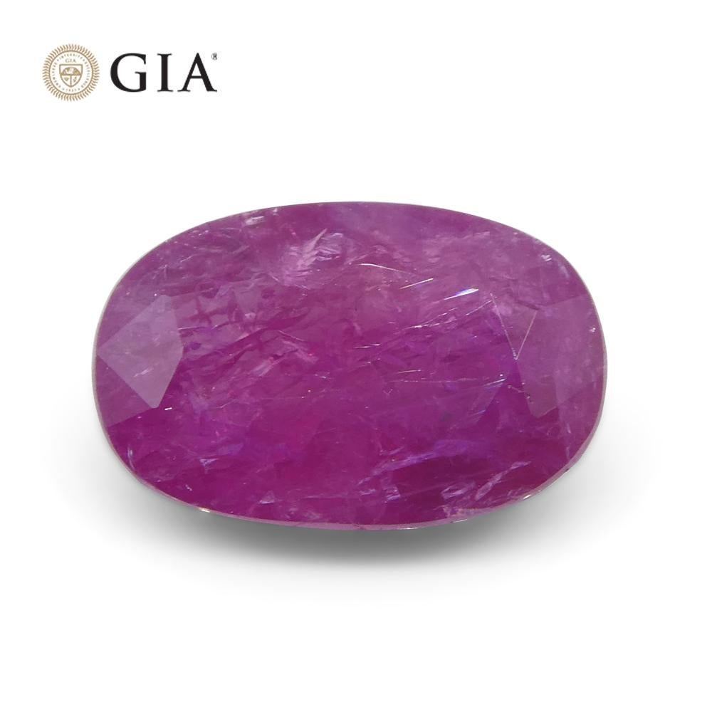 Rubis rouge violacé ovale non chauffé de 4.12 carats certifié par le GIA, Tajikistan en vente 11