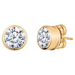 4.12ctw Natürlicher Runder Brillant Diamant Lünetten Ohrstecker