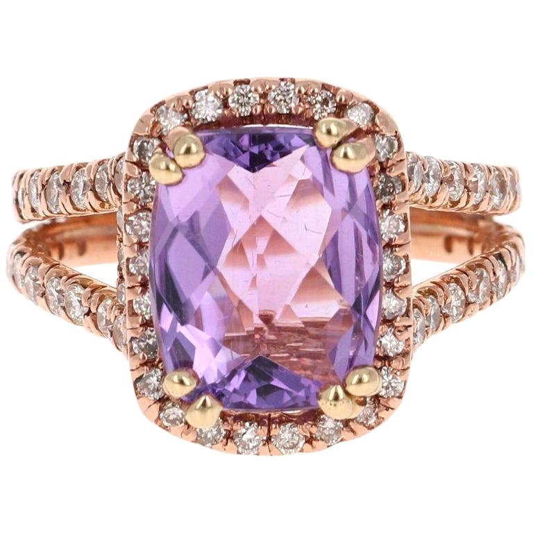 Amethyst & Diamond Ring in 9ct Rose Gold main image 0