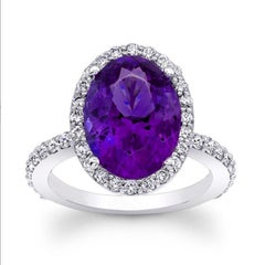 4.13 Carat Amethyst Diamond Ring 14 Karat White Gold