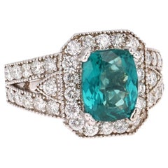 Bague cocktail en or blanc avec diamant et apatite de 4,13 carats