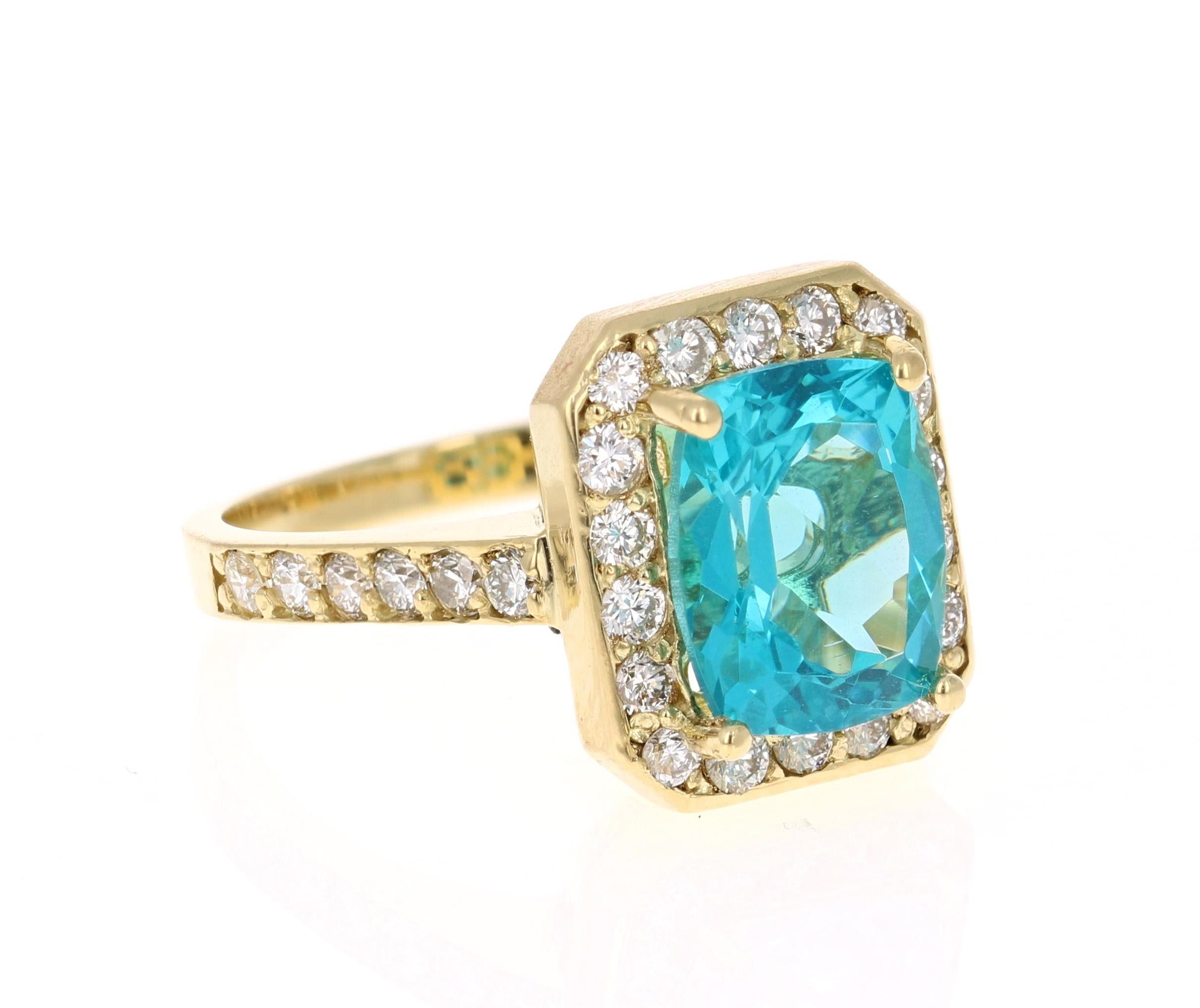 An amazingly deep and beautiful Apatite set in a gorgeous 18K Yellow Gold setting with Diamonds

Apatites are found in various places around the world including Myanmar, Kenya, India, Brazil, Sri Lanka, Norway, Mexico and the USA. The sea blue color