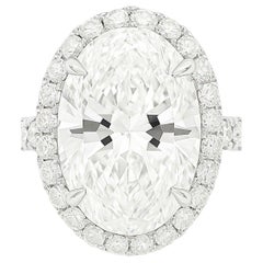 4.13 Carat GIA Type IIa Oval Diamond Ring with Diamond Halo in Platinum