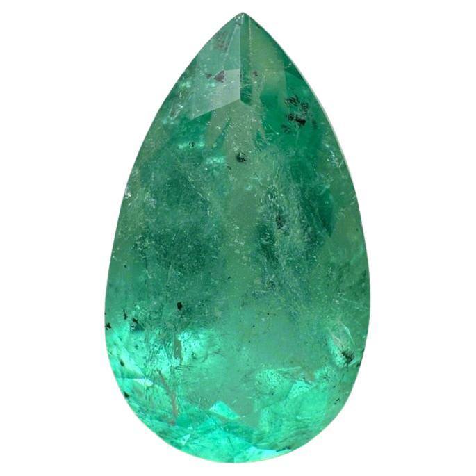 Esmeralda colombiana verde menta de 4,13 quilates - Lágrima talla pera Birthstone de mayo en venta