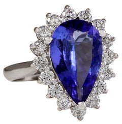 Natural Tanzanite Diamond Ring In 14 Karat White Gold