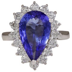 Natural Tanzanite Diamond Ring In 14 Karat White Gold 