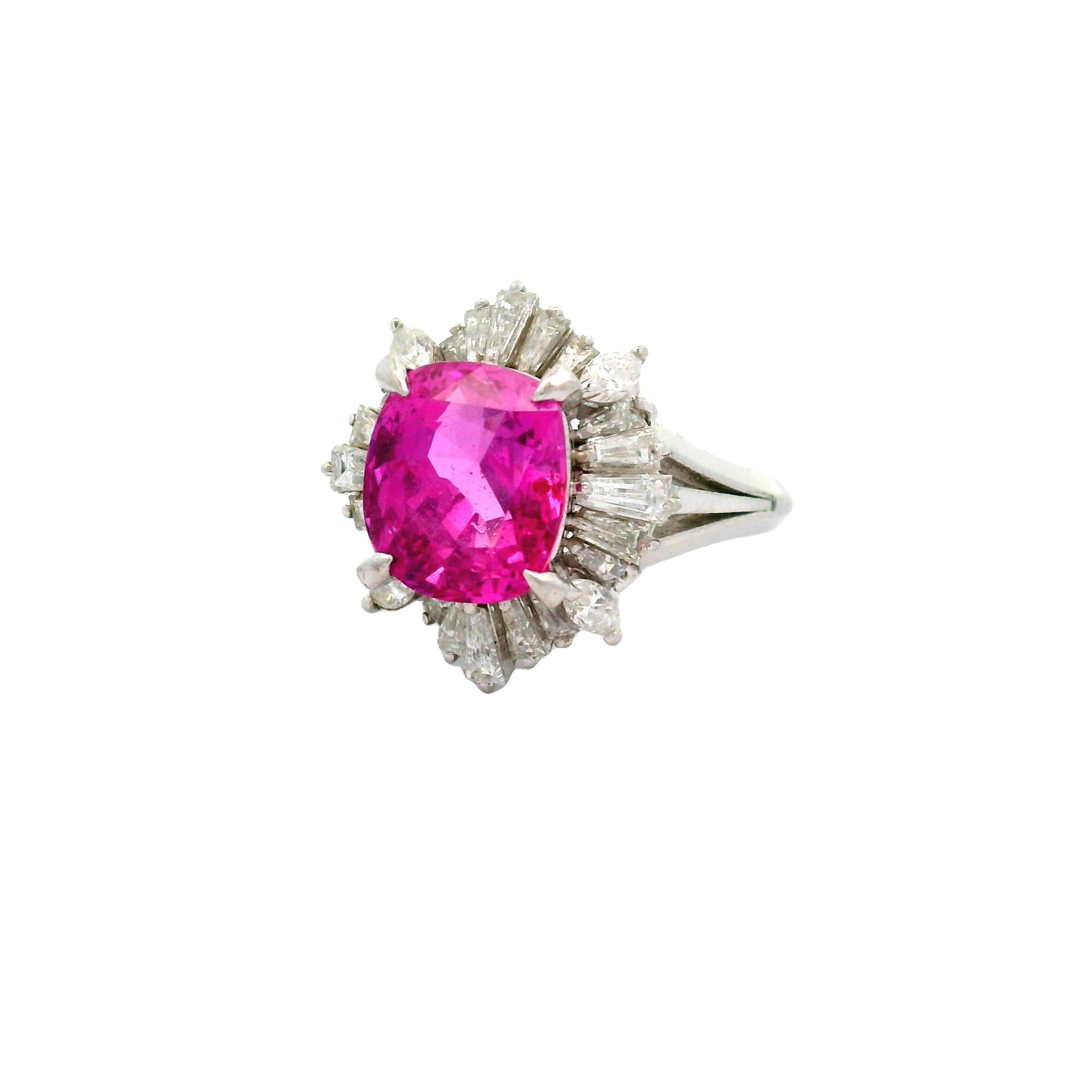 Platinring mit 4,13 Karat unbehandeltem rosa Saphir und Diamant, GIA-zertifiziert (Zeitgenössisch) im Angebot