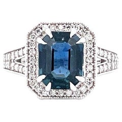 4,13 Karat No-Heat Saphir und Diamant Ring aus 18K Weißgold