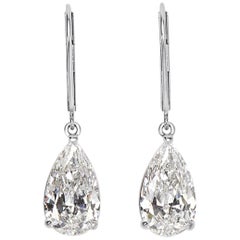 Mark Broumand 4.13 Carat Pear Shaped Diamond Dangle Earrings