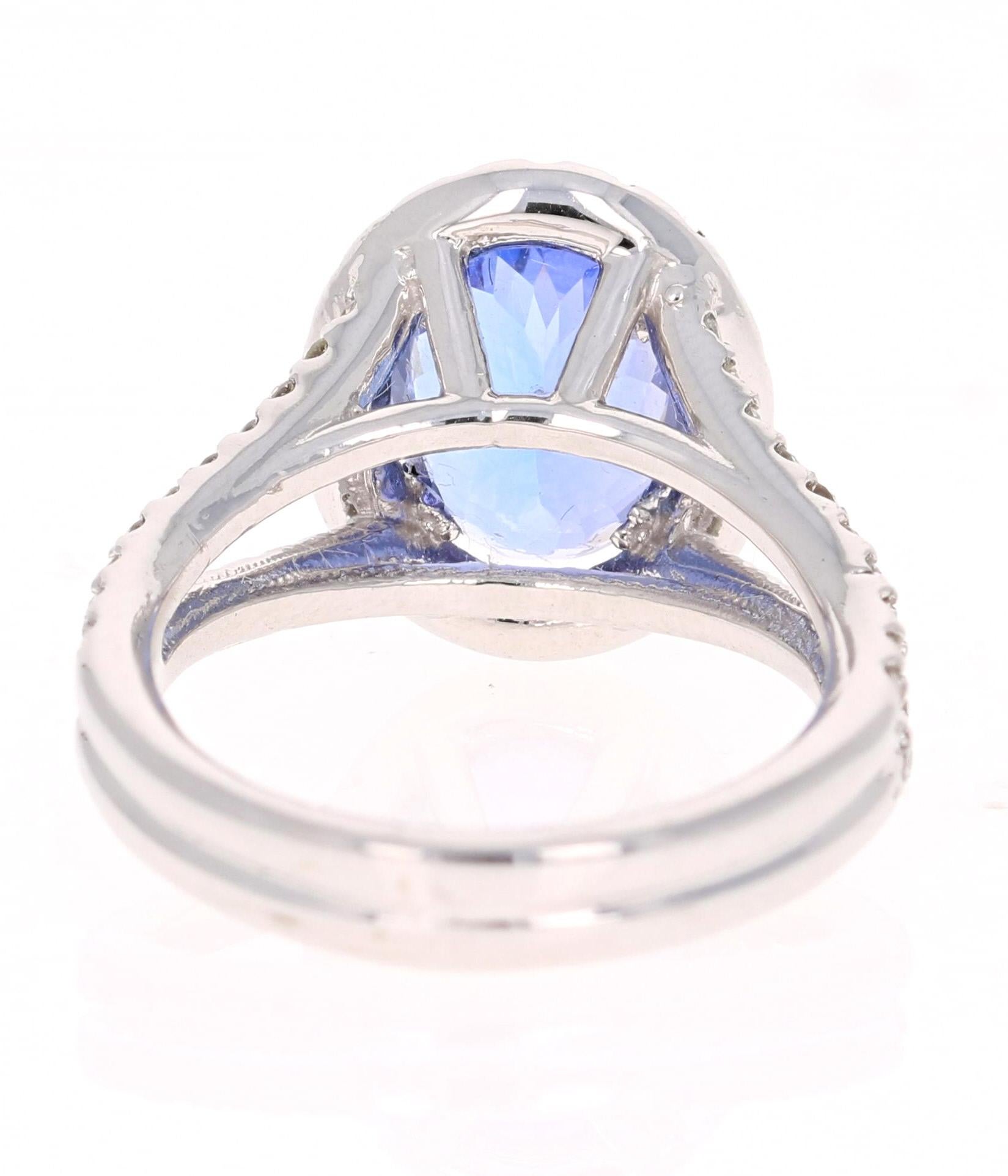 Oval Cut Tanzanite Diamond White Gold Engagement Ring For Sale