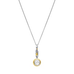 Collar Colgante de Plata de Ley y Oro Amarillo con Diamantes Topacio Blanco de 4,13 Quilates