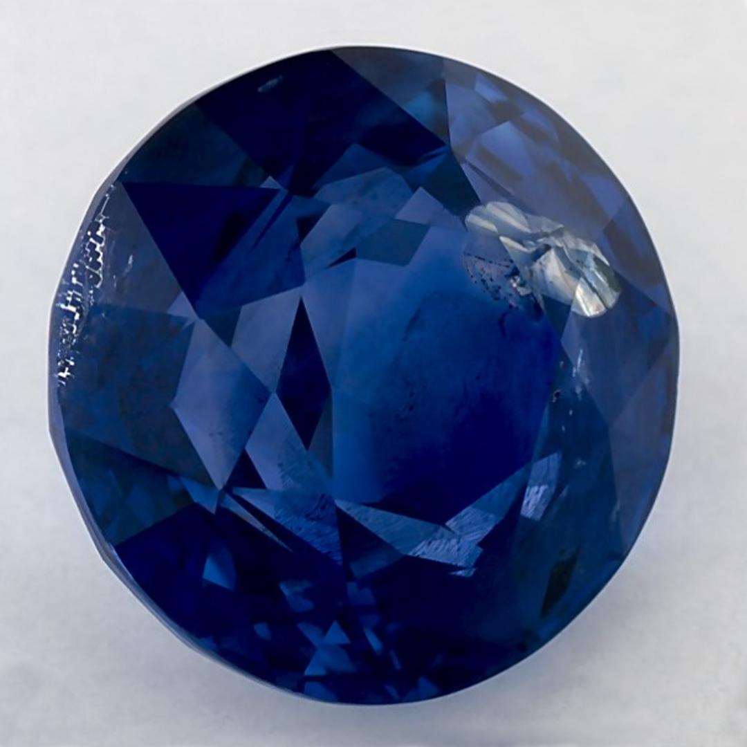 Taille ronde 4.13 Carat Blue Sapphire Round Loose Gemstone (Saphir bleu rond en vrac) en vente
