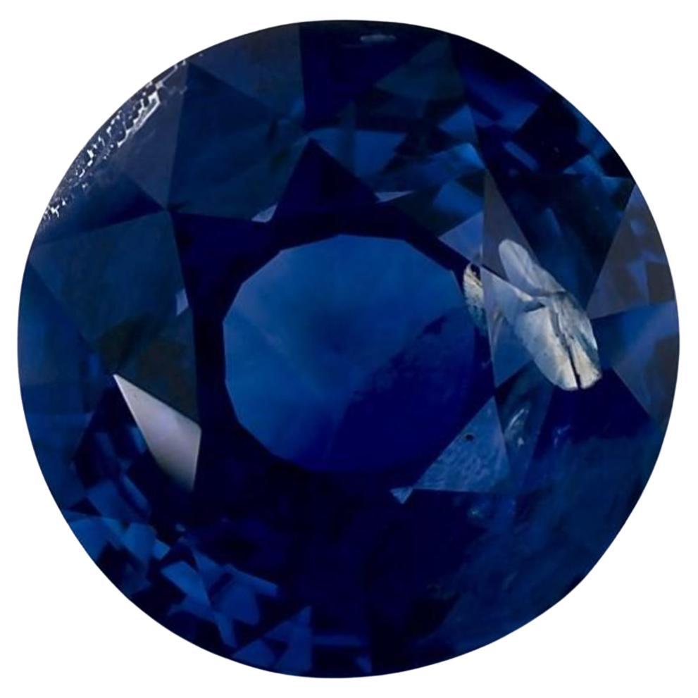 4.13 Carat Blue Sapphire Round Loose Gemstone For Sale