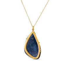 41.30 Carat Boulder Opal & Bezel Set Diamond Pendant 18k Yellow Gold Necklace