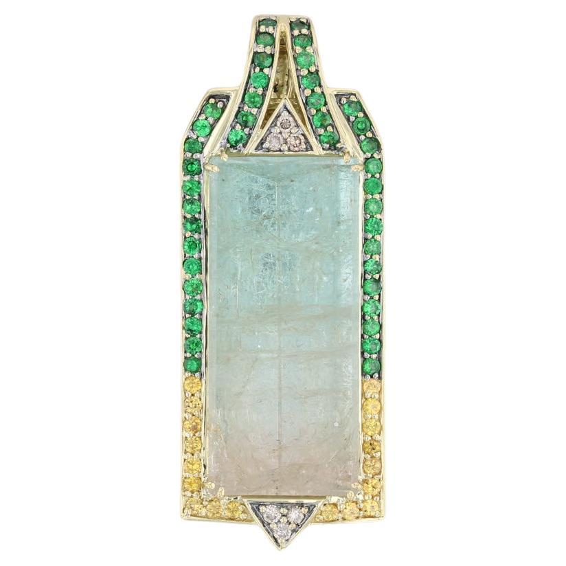 41.31ctw Gemstone Statement Enhancers Pendant 18k Gold Topaz Diamond Sapphire