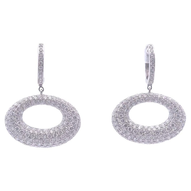 Diamonique Orecchini pendenti ovali in argento 925 placcato rodio