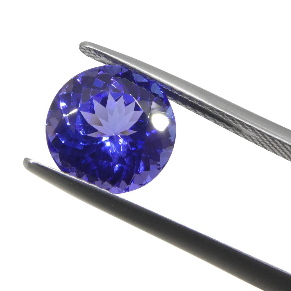 Round Cut 4.13ct Round Violet Blue Tanzanite from Tanzania For Sale