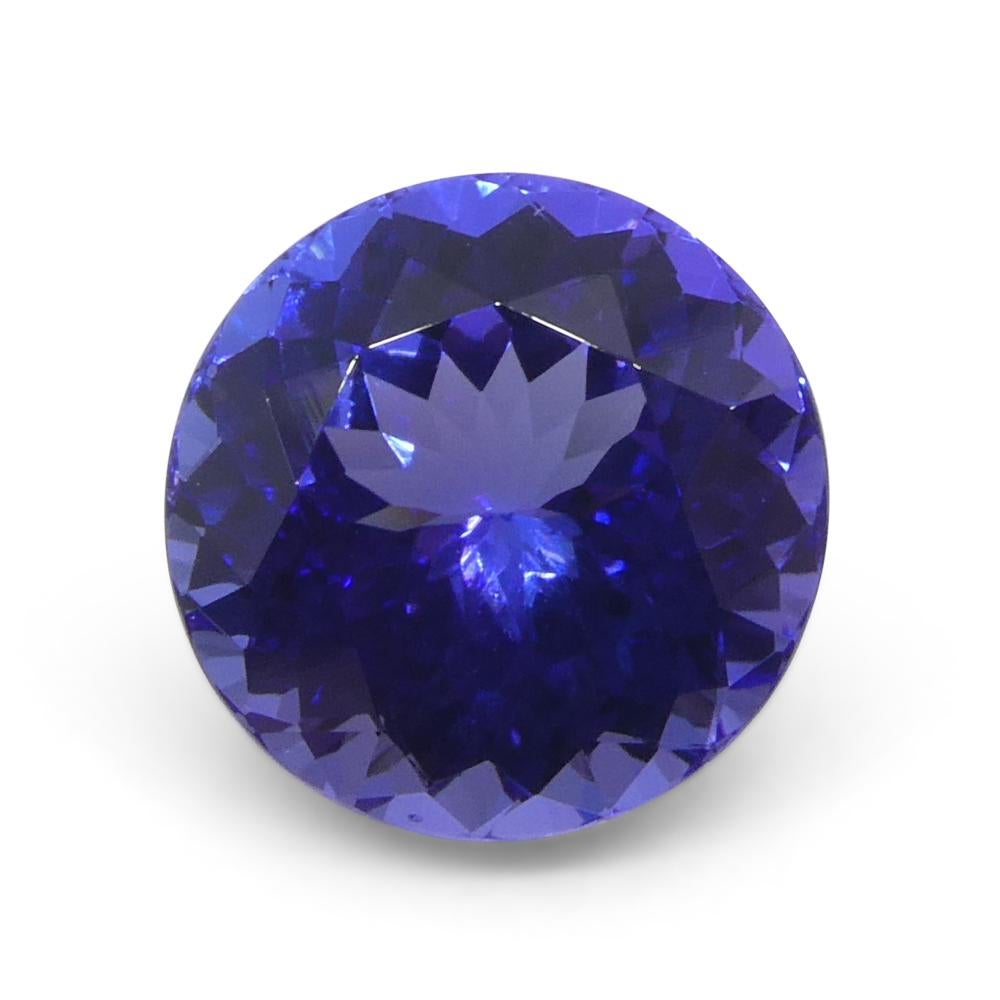 Women's or Men's 4.13ct Round Violet Blue Tanzanite from Tanzania For Sale