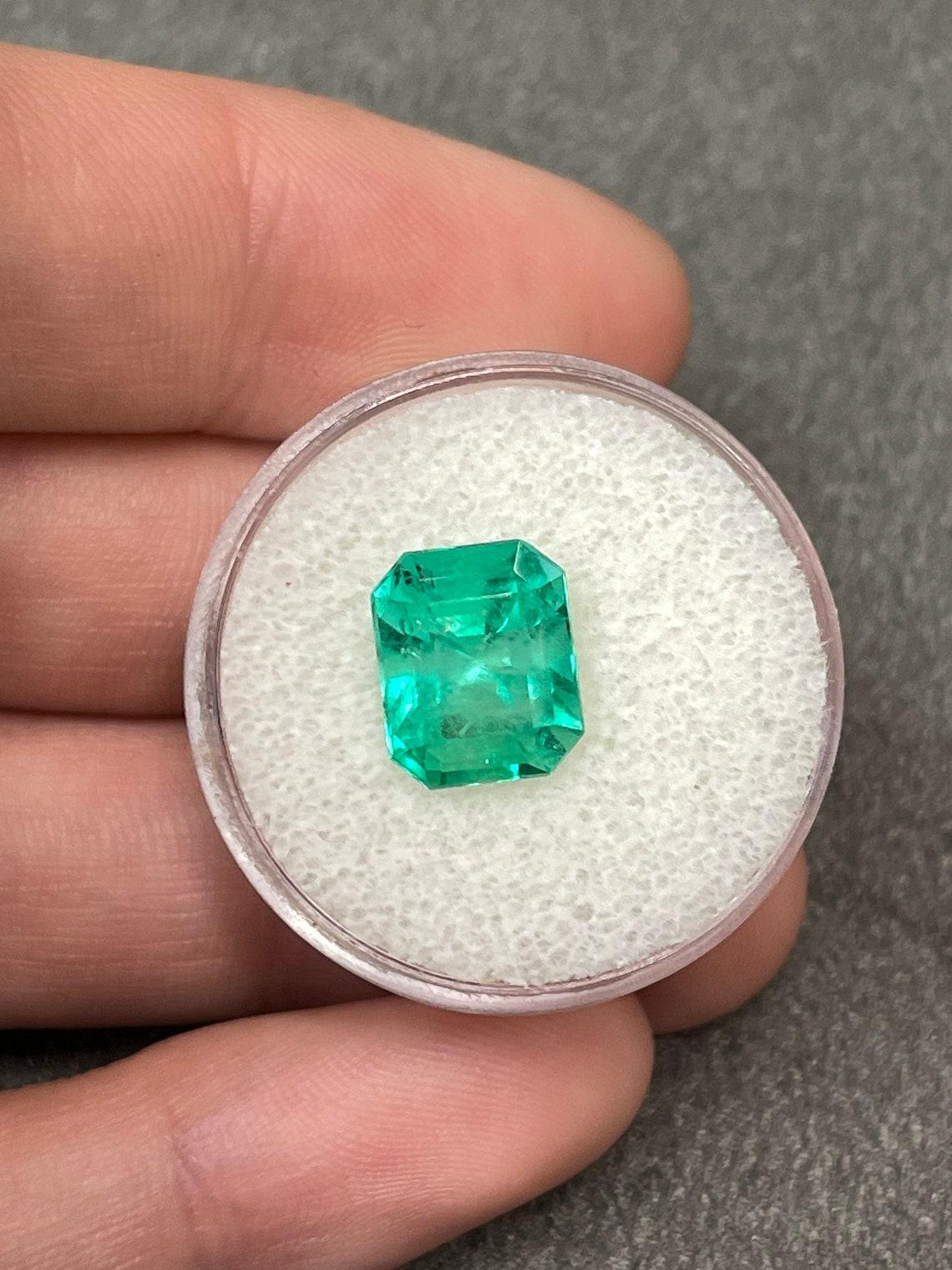 4,13ct Verde Vibrante Clásico Corte Esmeralda Gema Colombiana 10x8 Genuina Mayo Moderno en venta