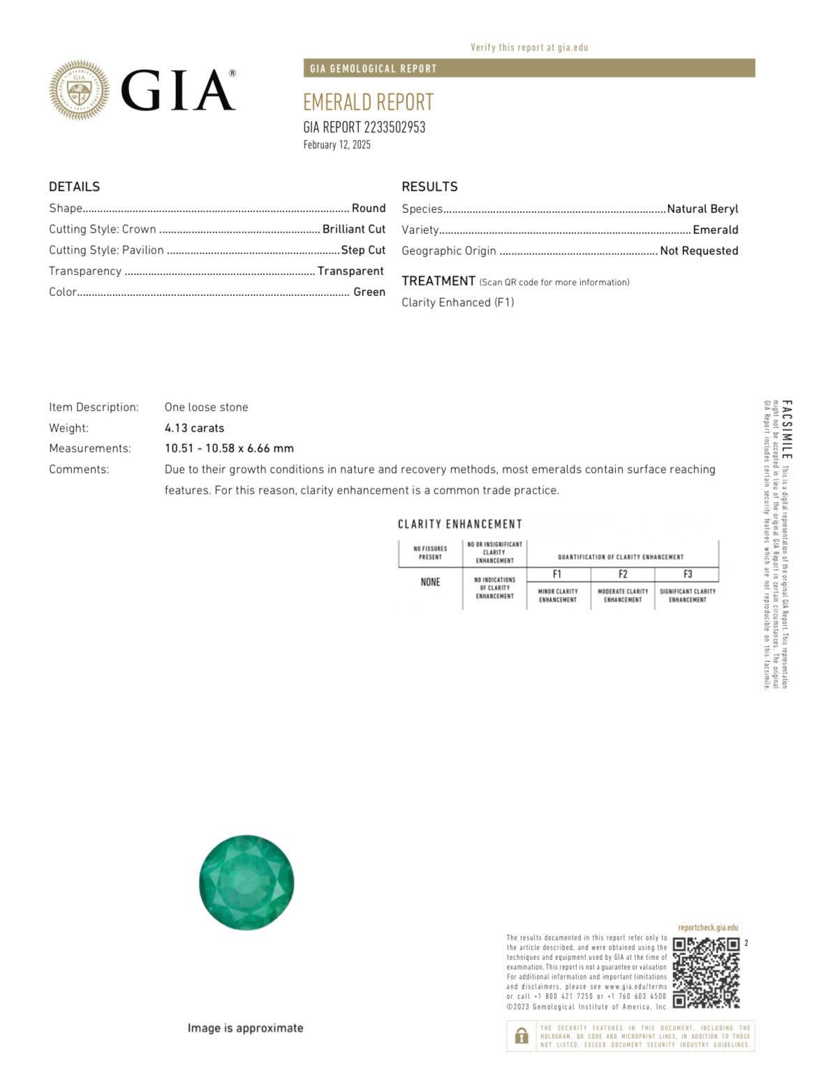 4,13 quilates de aceite menor de Zambia, Anillo de esmeralda en platino y 18 quilates YG. Certificado GIA. Corte redondo en venta
