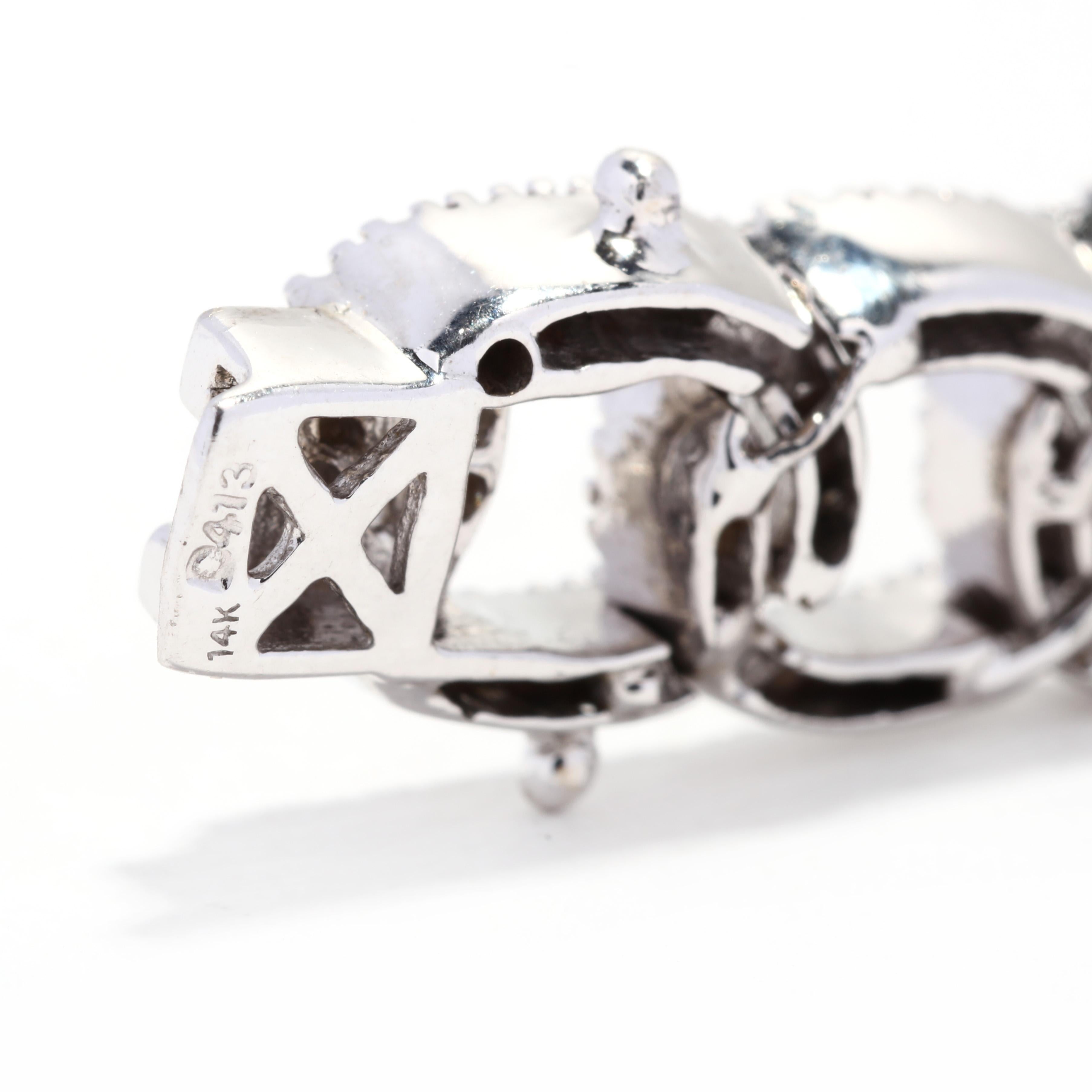 Bracelet à maillons fantaisie en or blanc 14 carats avec diamants 4,13 carats, longueur 7 pouces, déclaration Bon état - En vente à McLeansville, NC