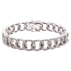 Bracelet à maillons fantaisie en or blanc 14 carats avec diamants 4,13 carats, longueur 7 pouces, déclaration