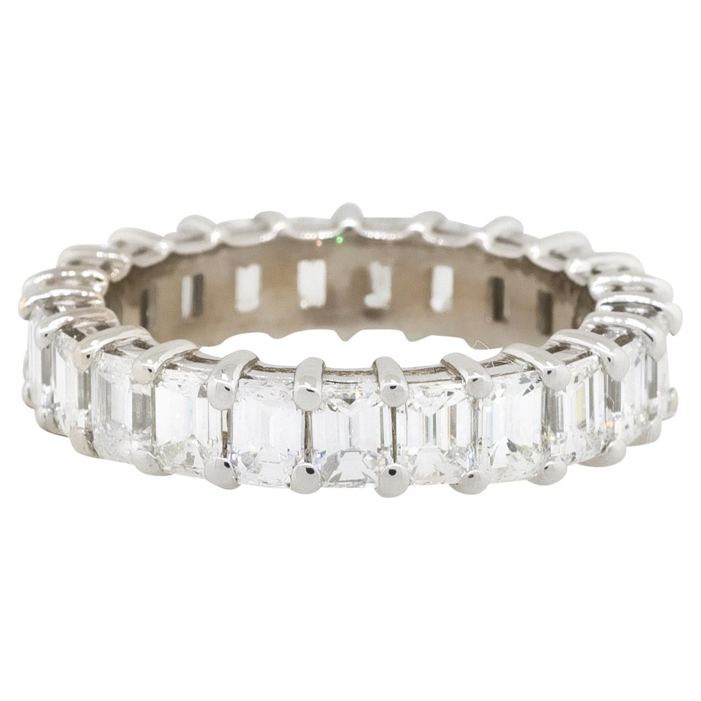 1.85 Carat Emerald Cut Halfway Eternity Band 14 Karat In Stock For Sale ...