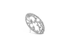 4.14 Carat Round Brilliant Cut Diamond Clover Brooch/Pendant in White Gold