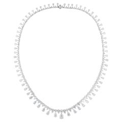 41.4 Carat SI Clarity HI Color Pear & Round Diamond Necklace 10 Karat White Gold