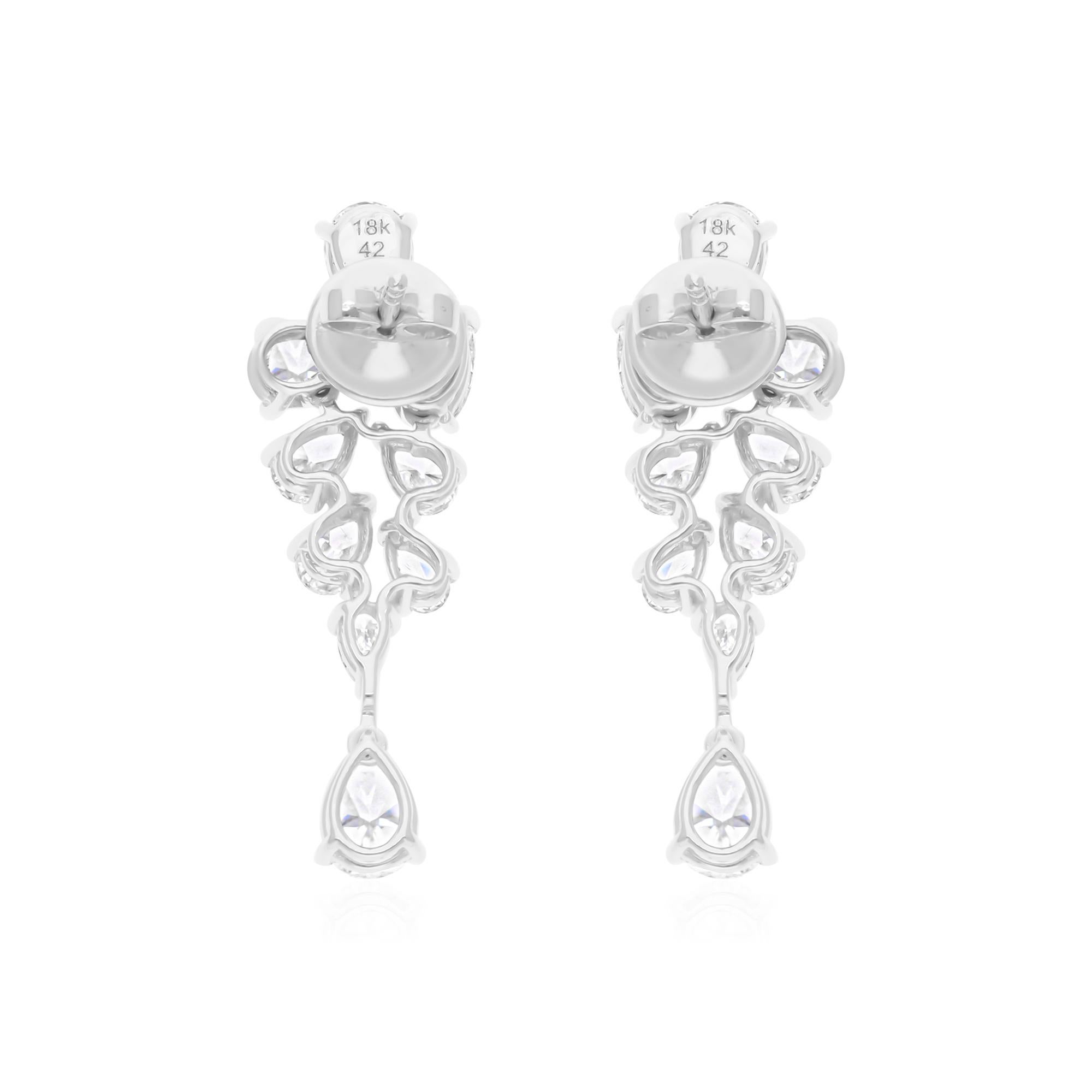 Modern 4.14 Carat SI/H Pear Brilliant Cut Diamond Earrings 14 Karat White Gold Jewelry For Sale