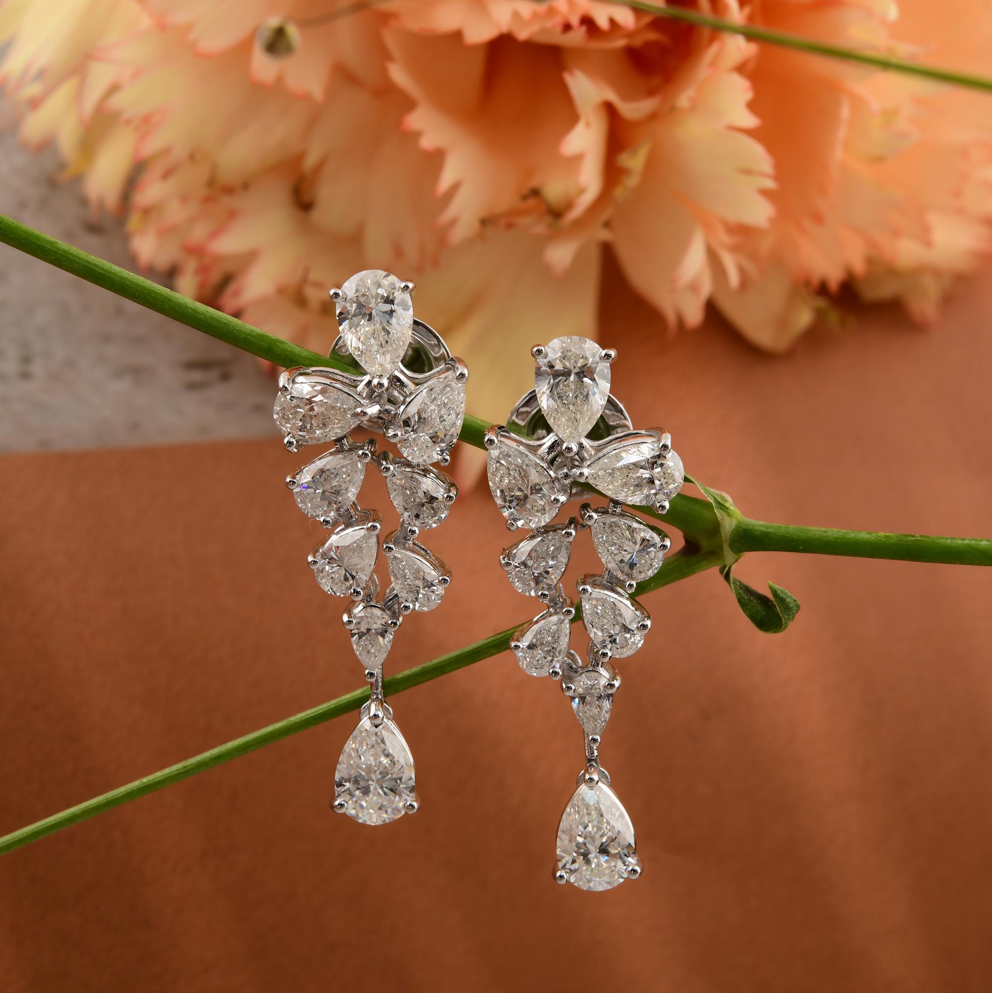 4.14 Carat SI/H Pear Brilliant Cut Diamond Earrings 14 Karat White Gold Jewelry In New Condition For Sale In Diera, Dubai