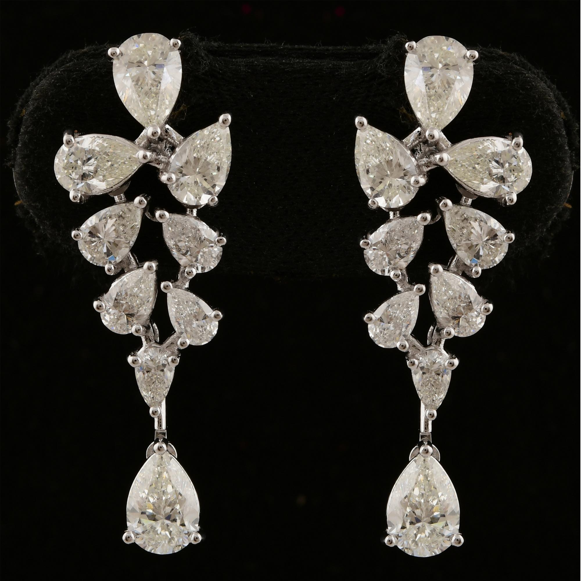 4.14 Carat SI/H Boucles d'oreilles diamant poire taille brillant Bijoux en or blanc 18 carats en vente 1