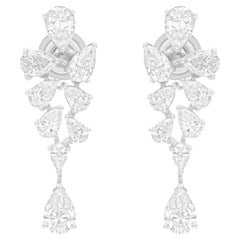 4.14 Carat SI/H Boucles d'oreilles diamant poire taille brillant Bijoux en or blanc 18 carats