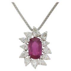 Colgante de oro con diamante rubí no calentado de 4,14 quilates, certificado GIA