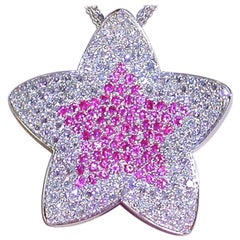 4.14 Carat White Gold Necklace Diamond Ruby Star Pendant