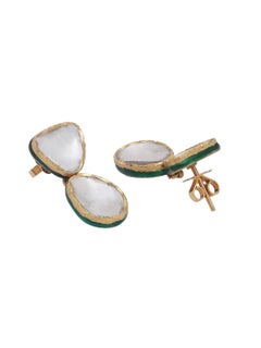 Pendiente de Diamante de 4,14 Quilates Hecho a Mano en Oro de 18 Kilates con Esmalte Intrincado