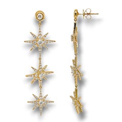 4.14 Karat Weißer Diamant Gelbgold-Ohrringe