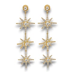 4.14 Carats White Diamond Yellow Gold Earrings