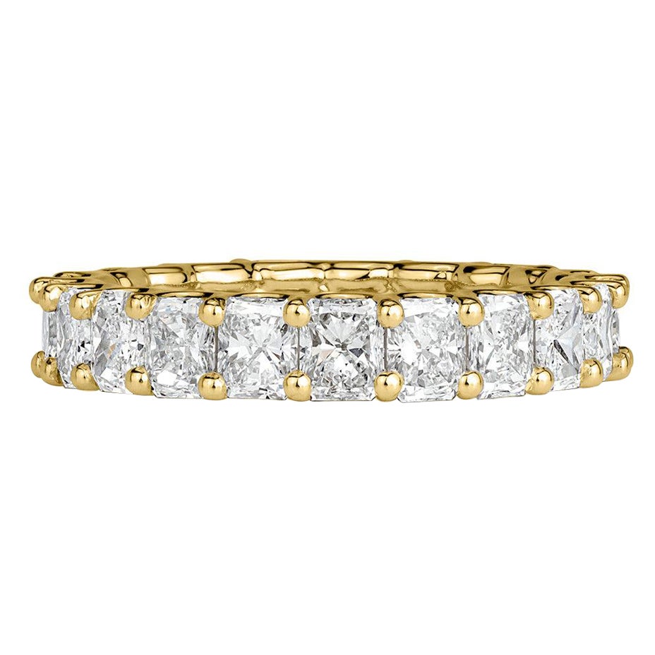 4.14ct Radiant Cut Diamond Eternity Band in 18k Yellow Gold