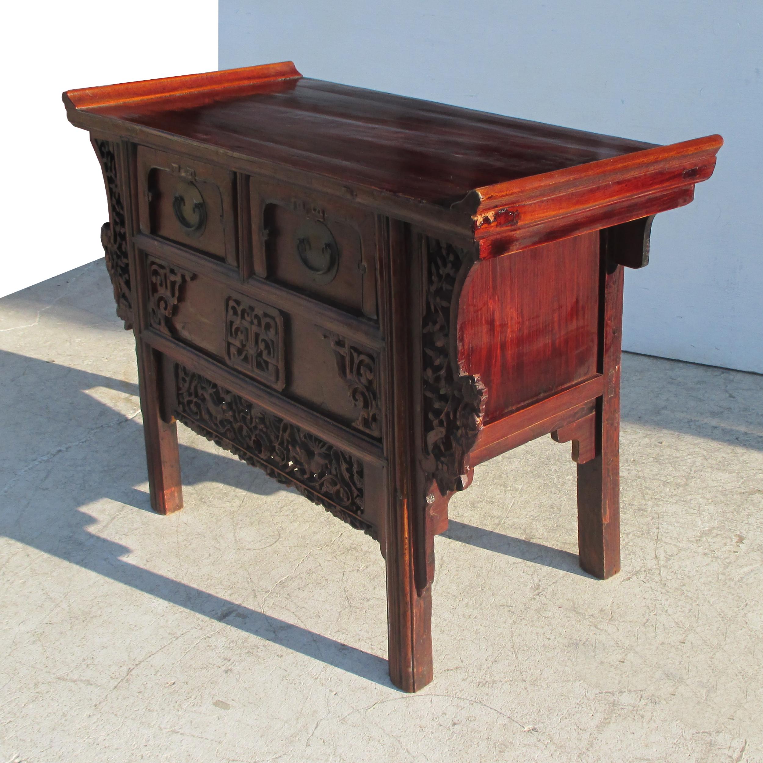 Fretwork 19th Century Qing Period Chinese Alter Console For Sale