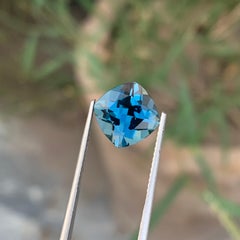 4.15 Carat Adorable Faceted London Blue Topaz Square Shape Gemstone