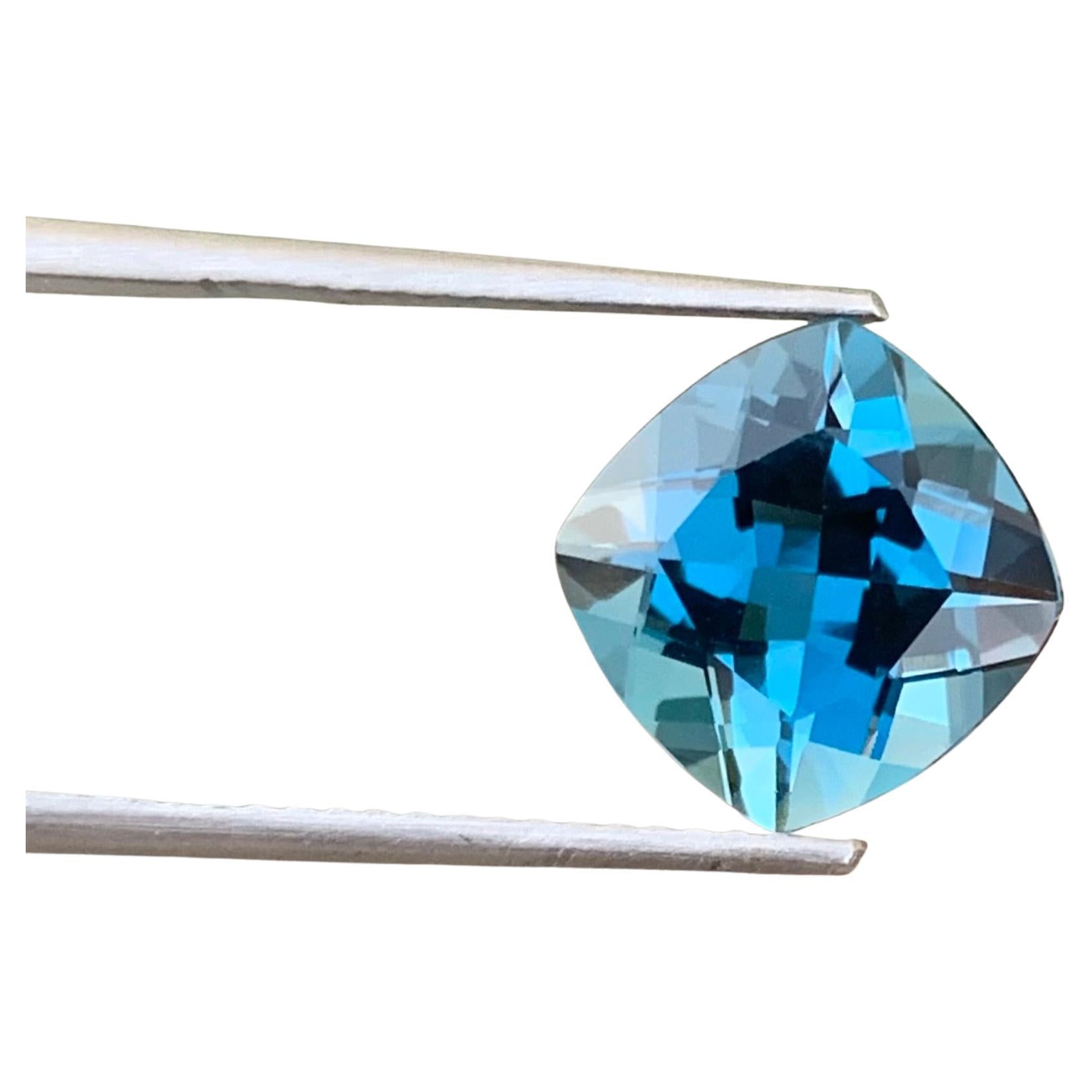 4.15 Carat Adorable Faceted London Blue Topaz Square Shape Gemstone