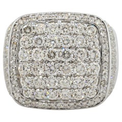 4,15 Karat Diamant Pave breiter Herrenring 14 Karat auf Lager